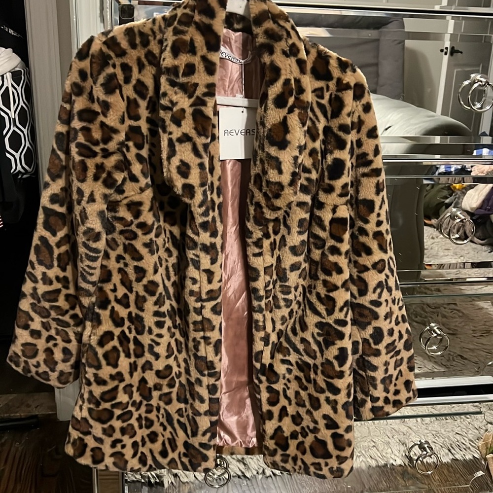 Leopard Print Faux Fur Coat